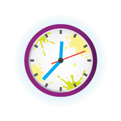 An illustration of a purple clock