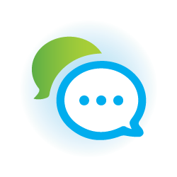 An illustration of a green and white chat bubble