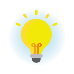 An illustration of a light bulb shinning a yellow light