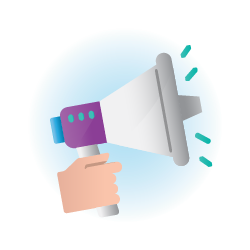 An illustration of a hand holding megaphone