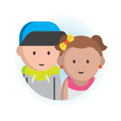an illustration of a boy wearing a hat and a girl side by side
